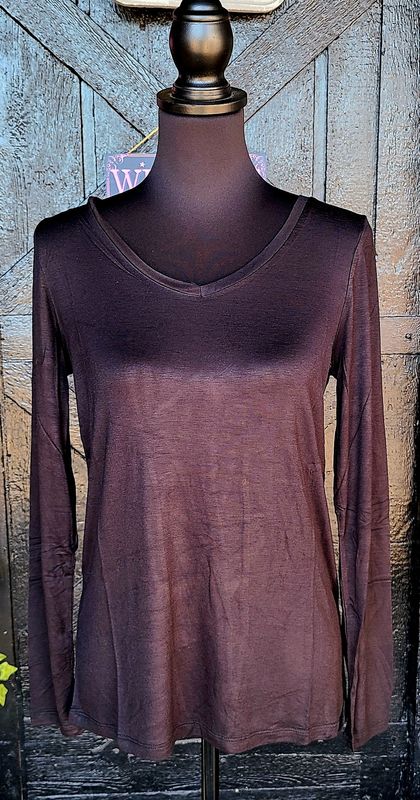 Black Silky Soft V Neck Top