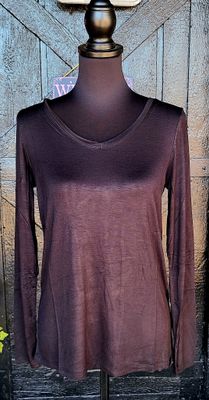 Black Silky Soft V Neck Top