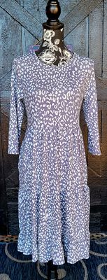 Grey Leopard Tiered Dress with Pockets