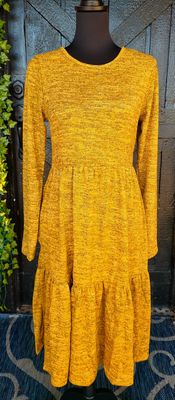 Mustard and Black Dress with Pockets