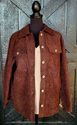Brown Corduroy Shacket with Pockets