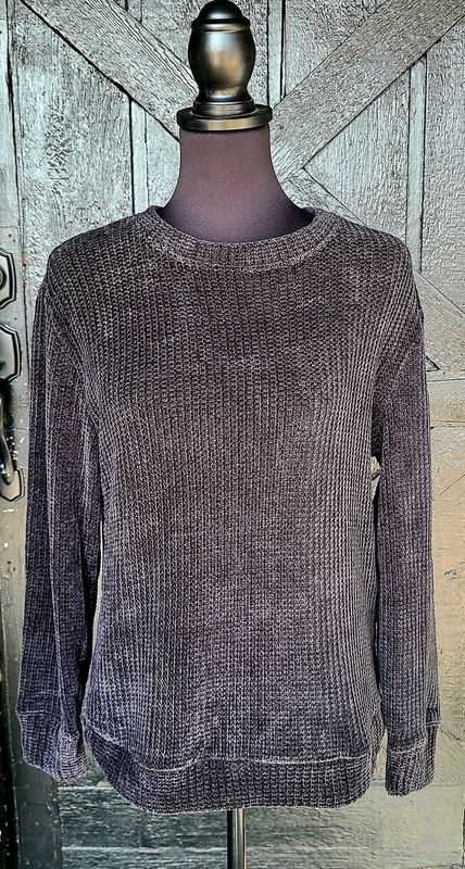 Zenana Black Chenille Waffle Knit Sweater