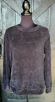 Zenana Black Chenille Waffle Knit Sweater