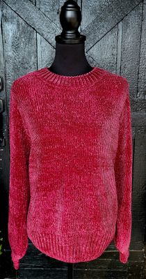 Zenana Burgundy Chenille Sweater