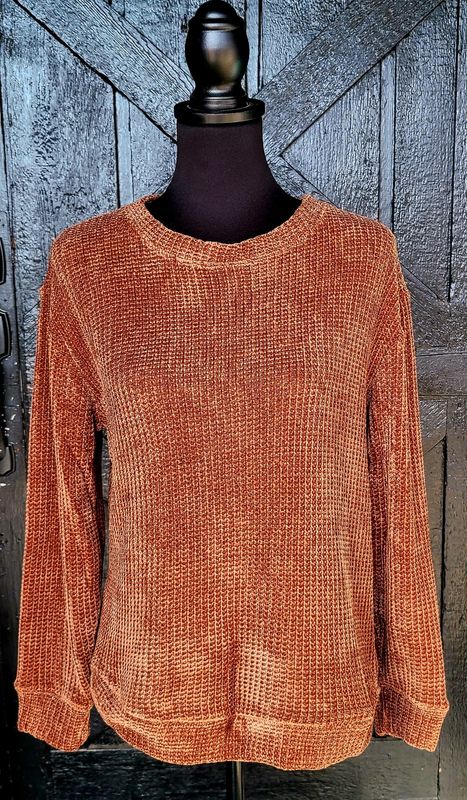 Zenana Brown Chenille Waffle Knit Sweater