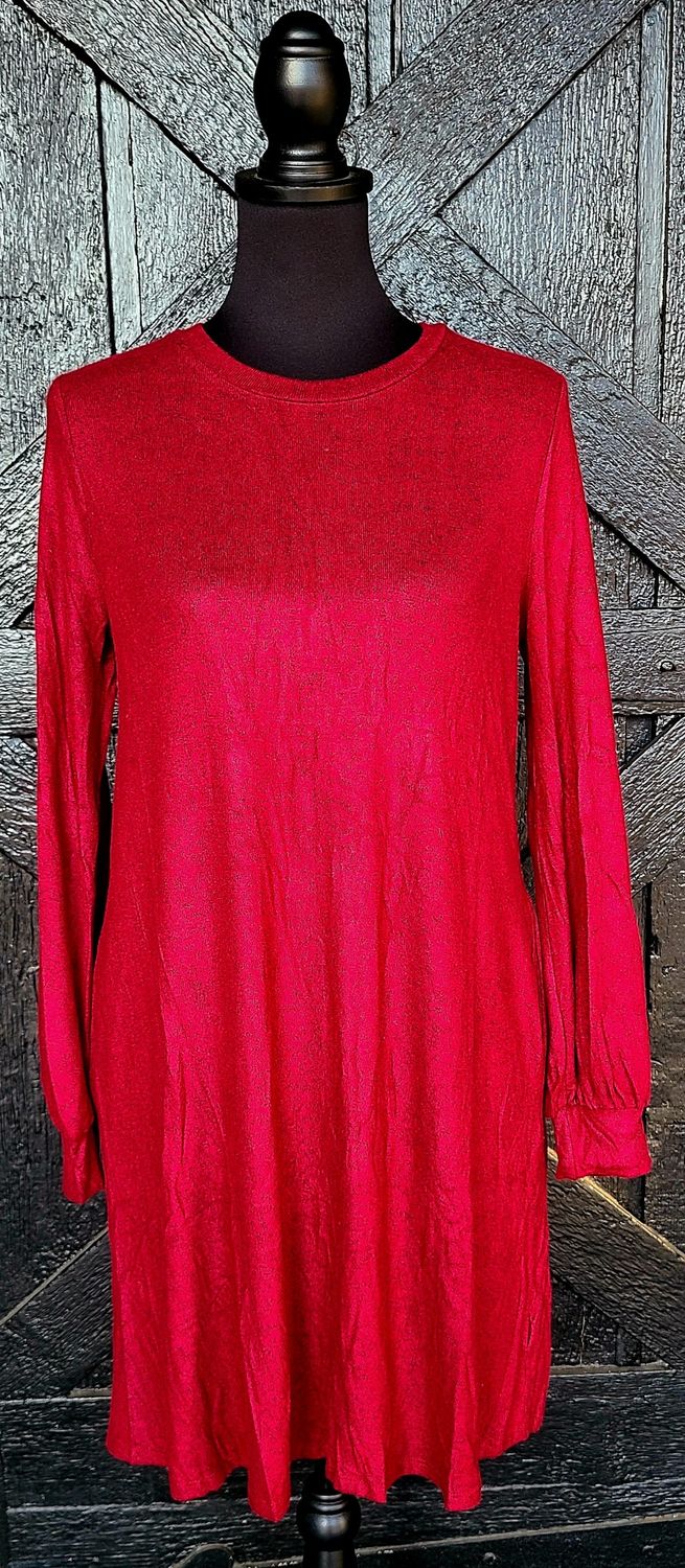 Burgundy Dress with Pockets