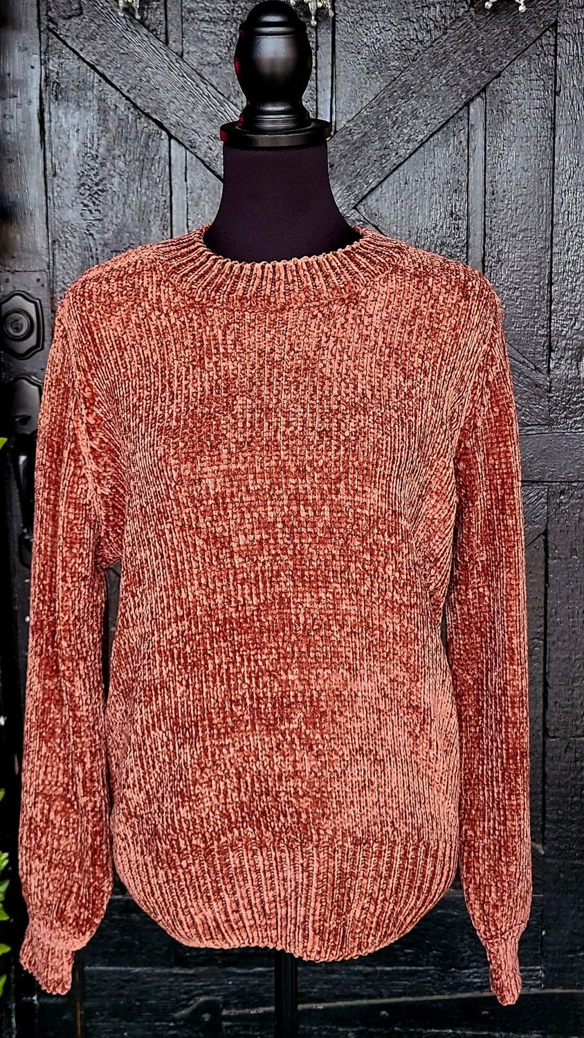 Zenana Brown Chenille Sweater