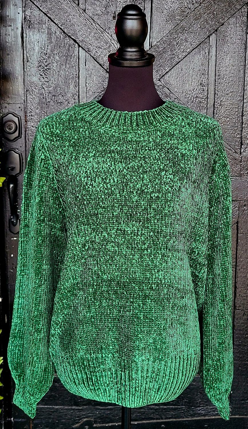 Zenana Hunter Green Chenille Sweater