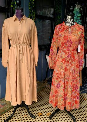 Tan Button Up Dress with Pockets