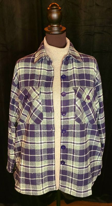 Navy and Green Shacket with Pockets