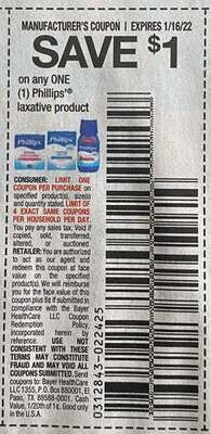 $1.00/1 Phillips Laxative Product Expires 1-16-2022