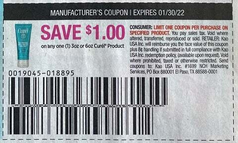 $1.00/1 Curel Product 13 oz or 6 oz Expires 1-30-2022
