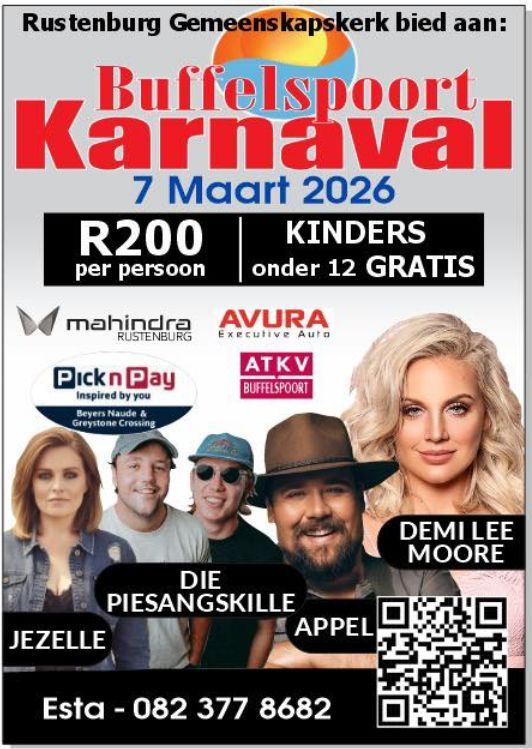 Kaartjie(s) - Buffelspoort Karnaval 7 Maart 2026
