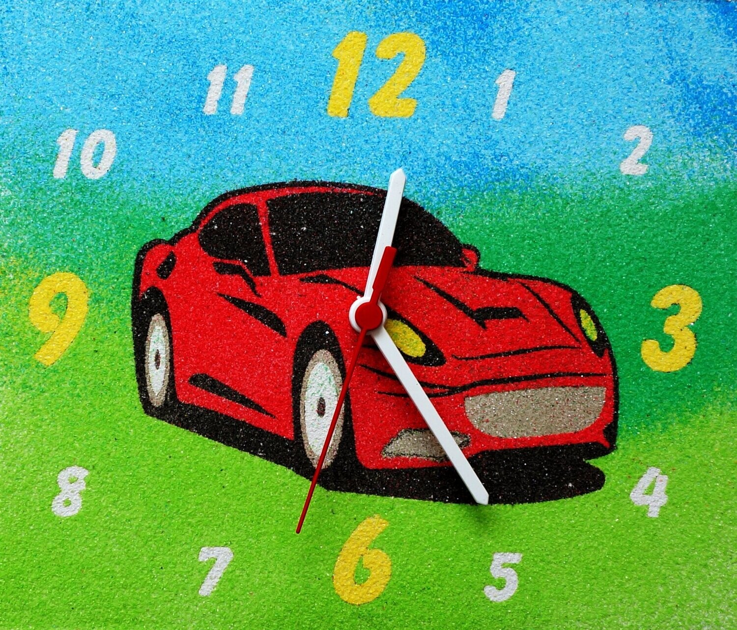 Auto Wanduhr Sandbild