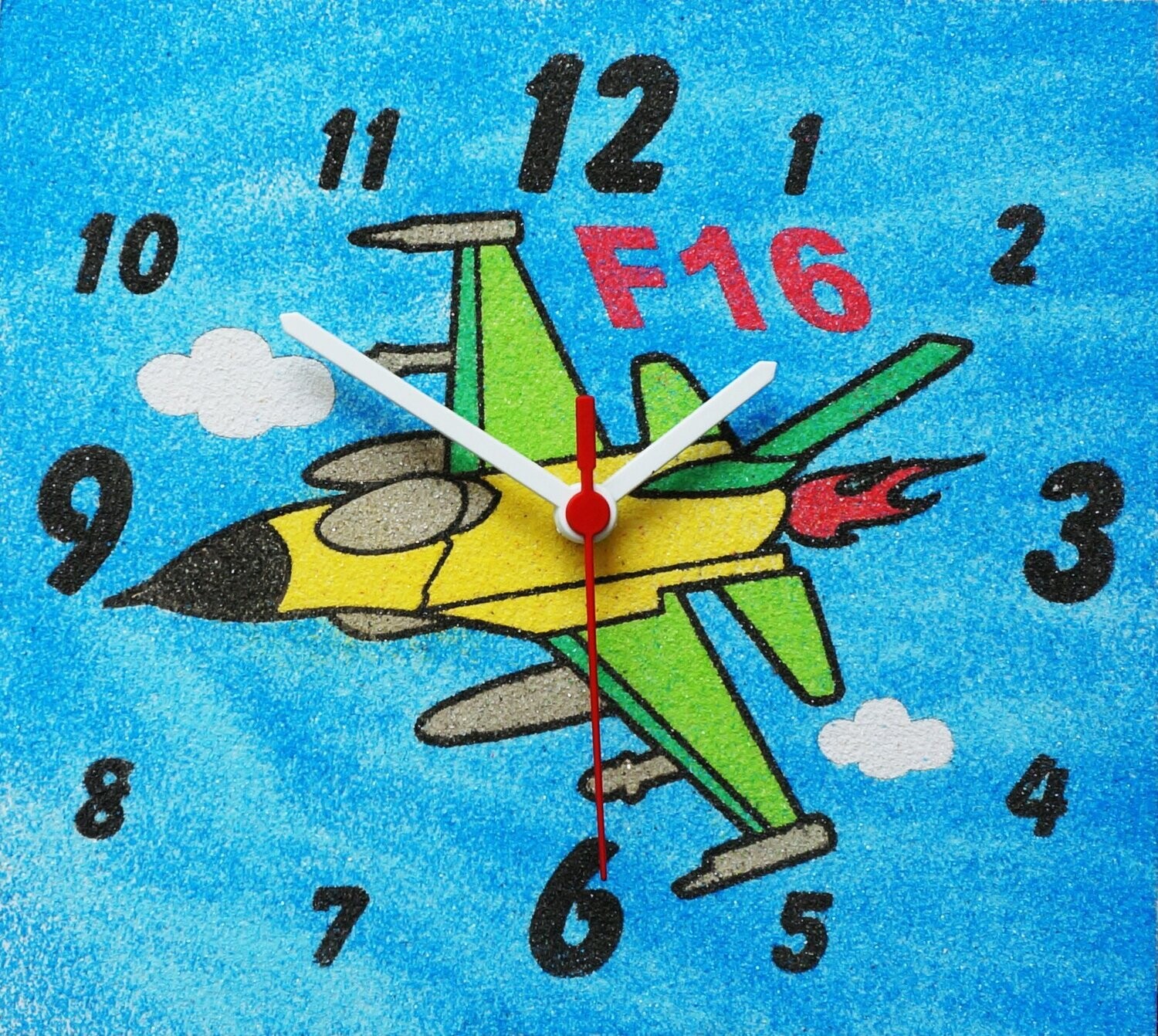 Flugzeug Wanduhr Sandbild