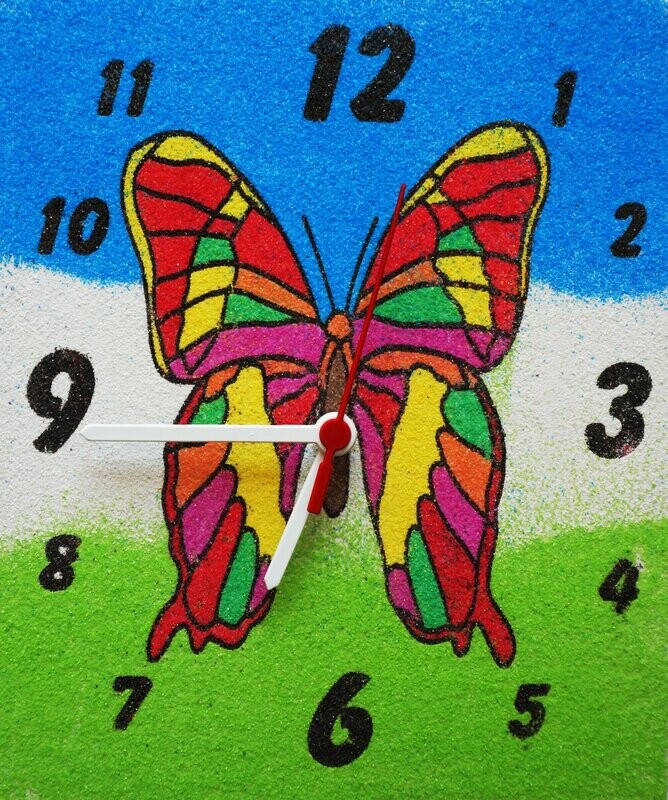Schmetterling Wanduhr Sandbild