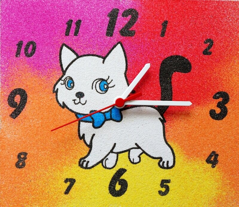 Katze Wanduhr Sandbild