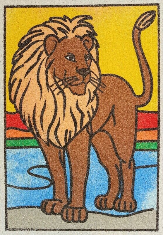 Löwe Sandbild