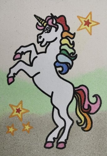 Einhorn Sandbild