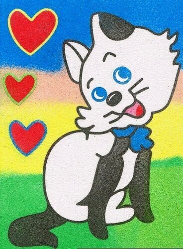 Katze mit Herzen Sandbild