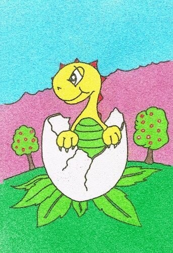 Dino im Ei Sandbild