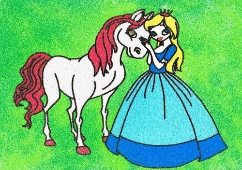 Prinzessin m. Pferd Sandbild