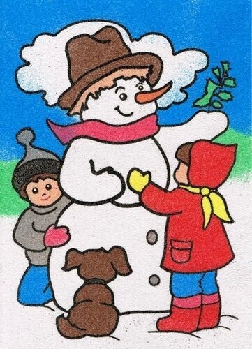 Schneemann Sandbild