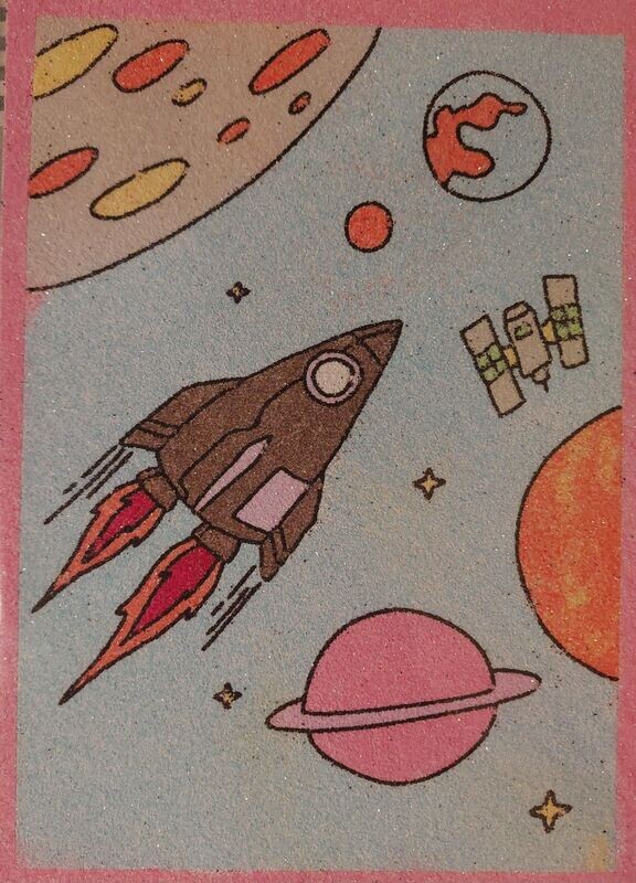Rakete Sandbild