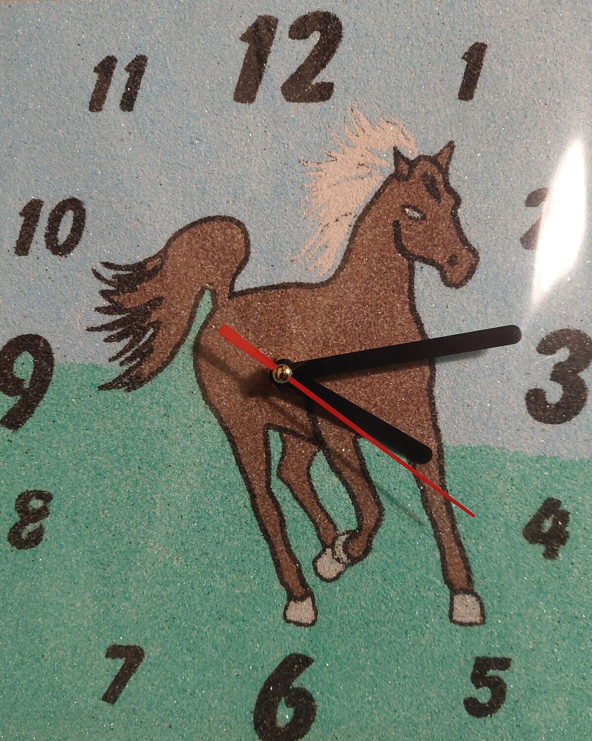 Pferd Wanduhr Sandbild
