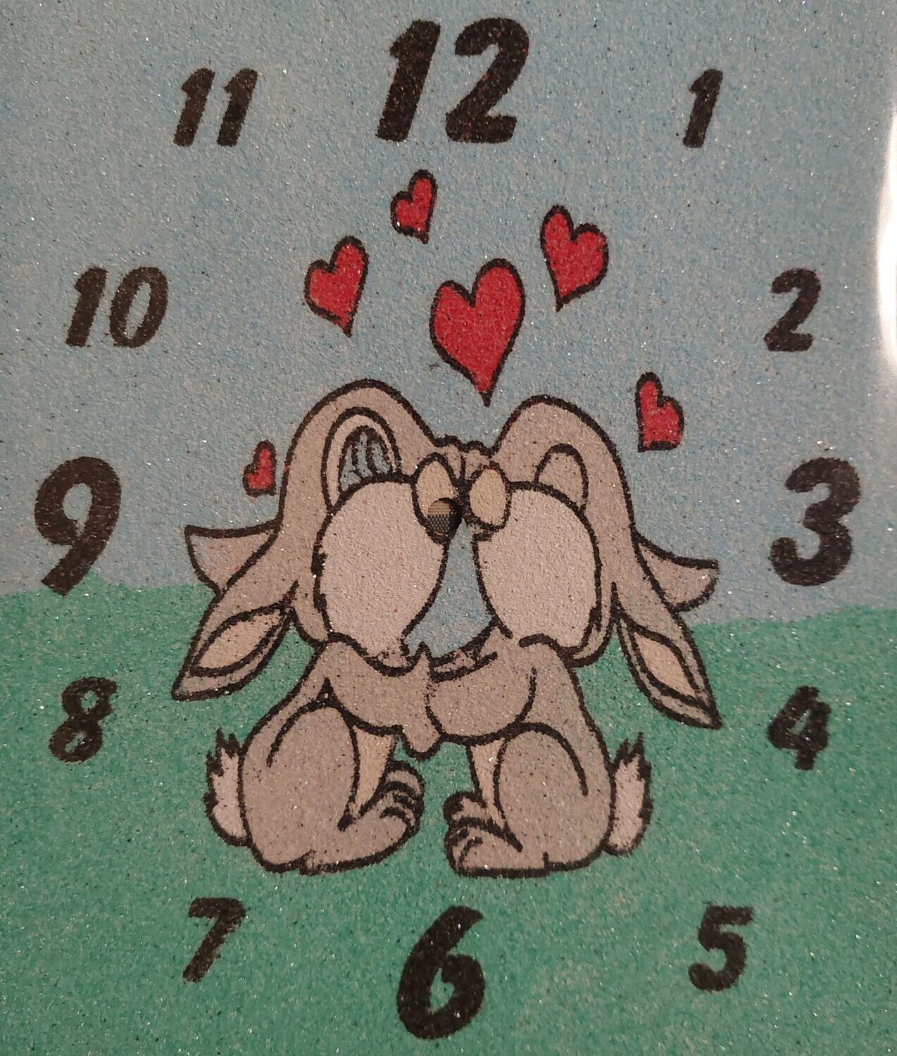 Hasen Wanduhr Sandbild