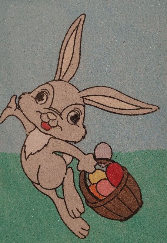 Hase mit Korb Sandbild