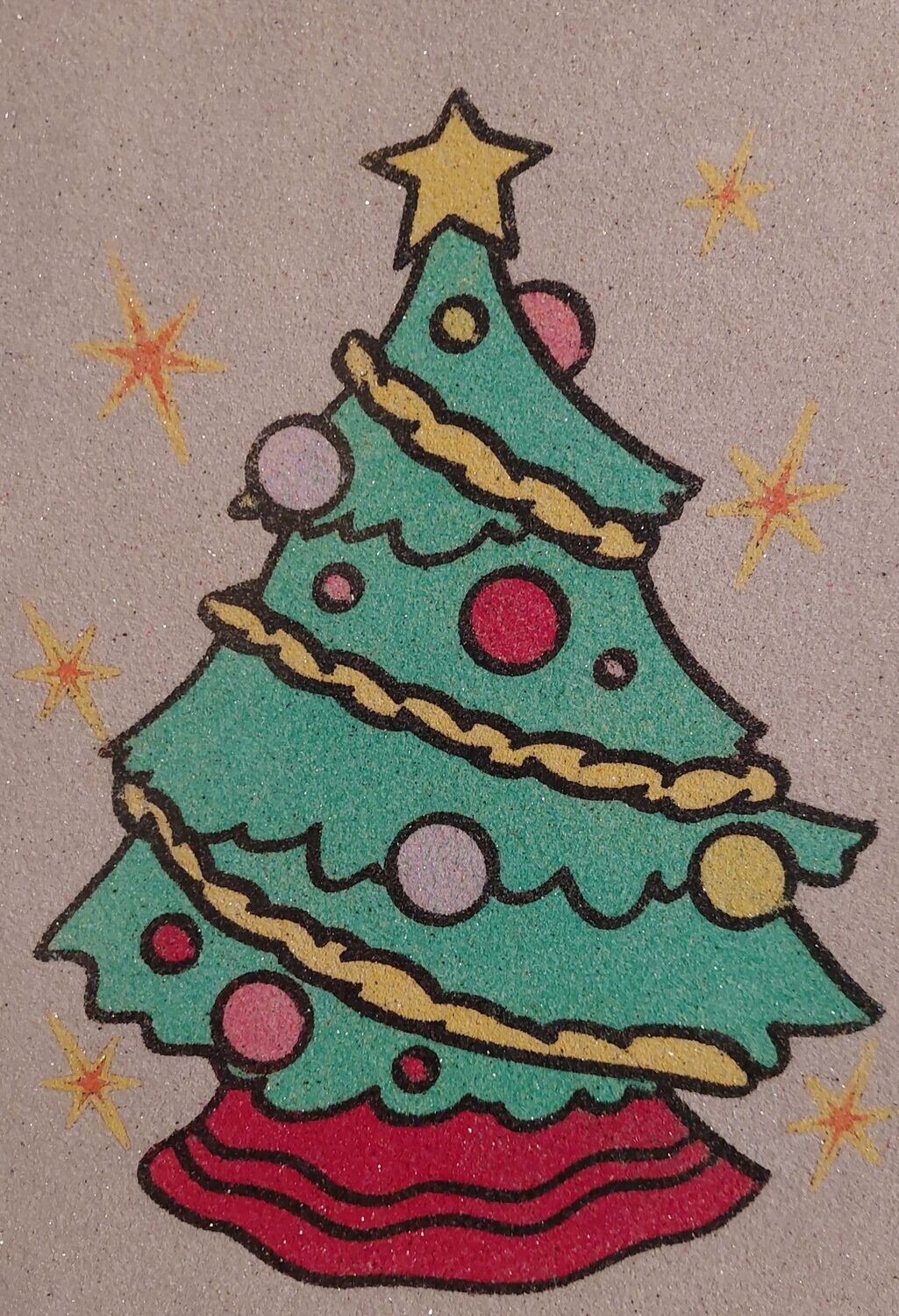 Tannenbaum geschmückt Sandbild