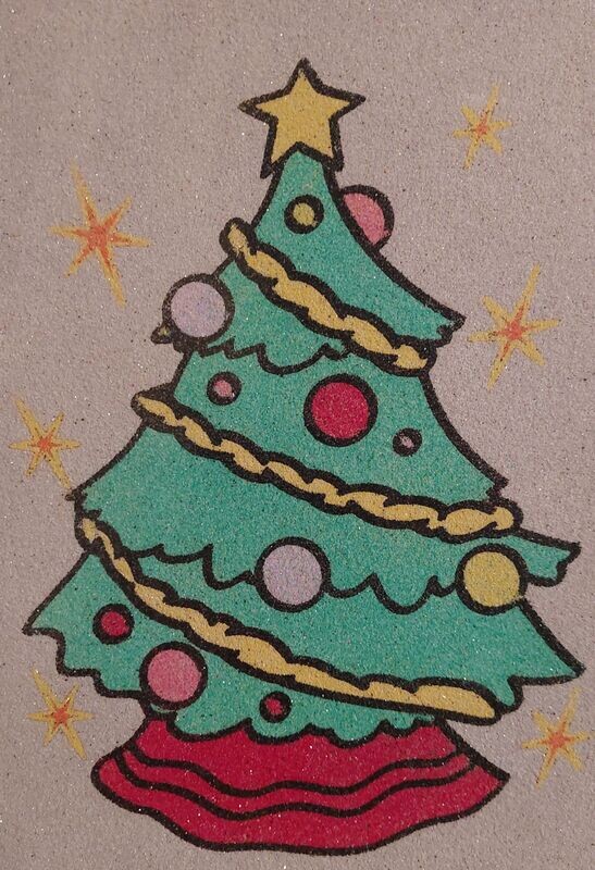 Tannenbaum geschmückt Sandbild