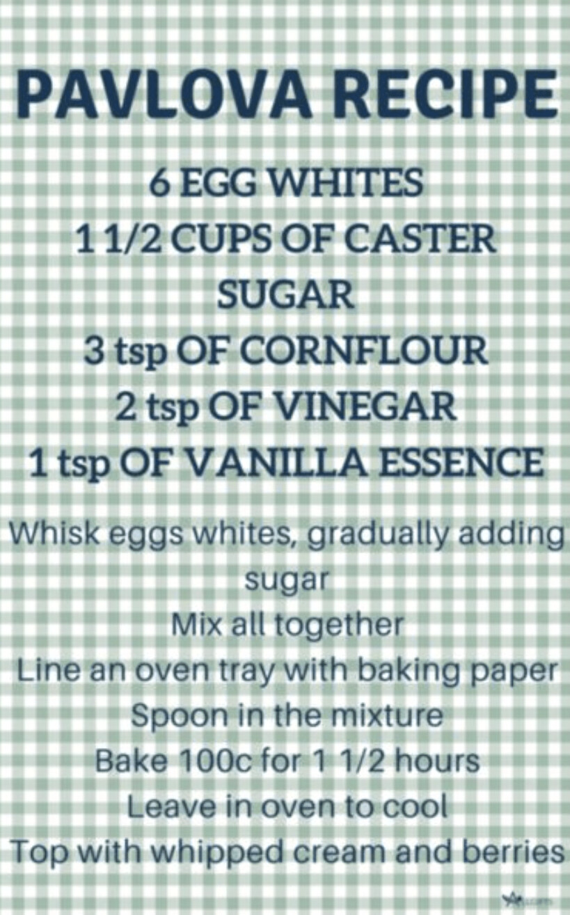 Pavlova Recipe Tea Towel