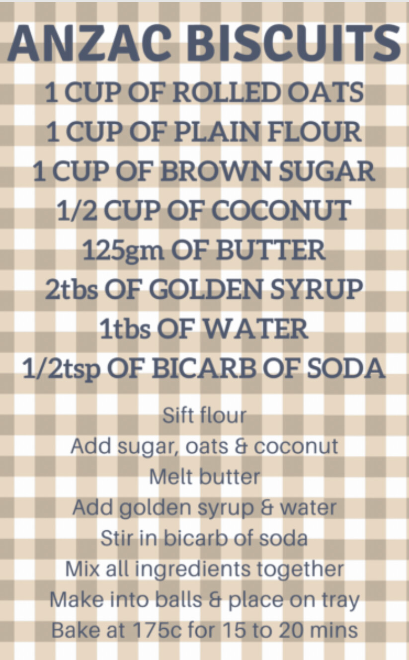 Tea Towel - ANZAC BISCUIT RECIPE