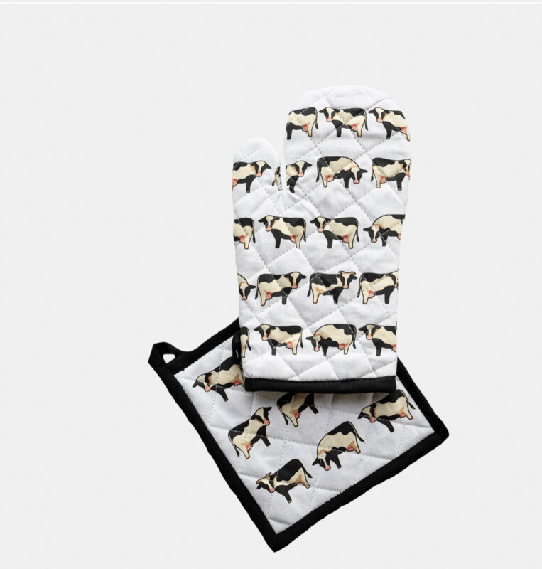 Oven Mitten and Pot Holder Set  COWS