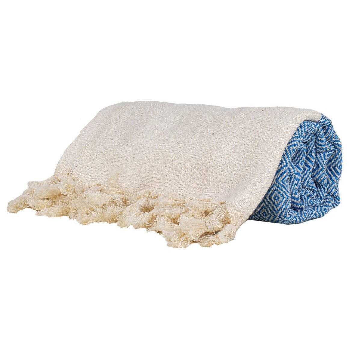 Zig Zag Turkish Cotton Thick Towel - PALE BLUE