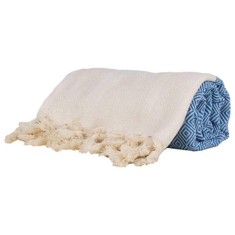 Zig Zag Turkish Cotton Thick Towel - PALE BLUE