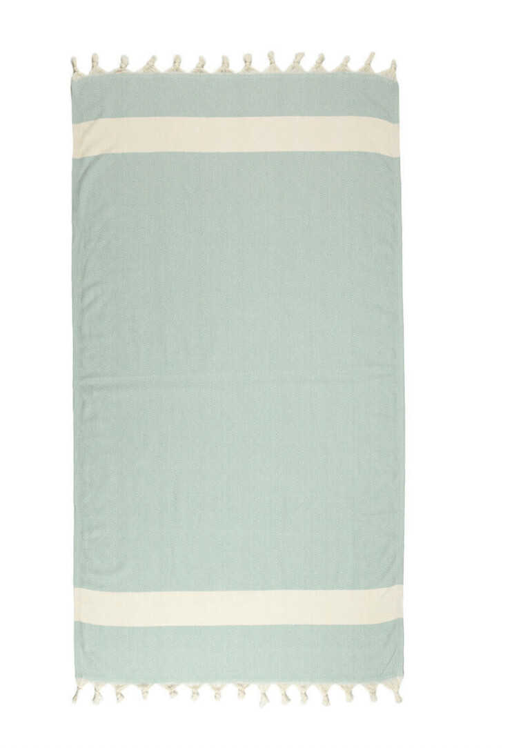 Zig Zag Turkish Cotton Thick Towel - TURQUOISE