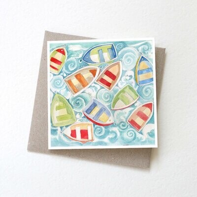 Watercolour Gift Card and Matching Bookmark - NAUTI BOATS