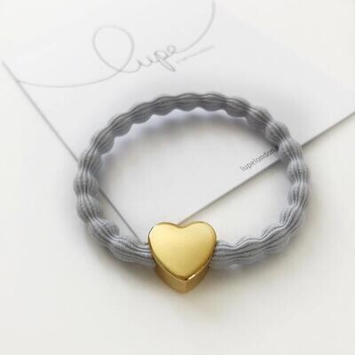 Lupe Hair Bracelet - Heart Light Grey Gold