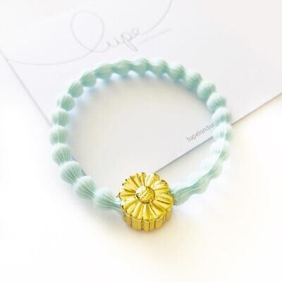 Lupe Hair Bracelet - Flower Aqua Gold