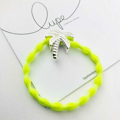Lupe Hair Bracelet - Palm Tree Neon Lime Silver