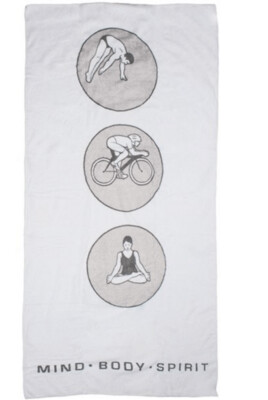 Microfibre Printed Yoga/Pilates Towel - White