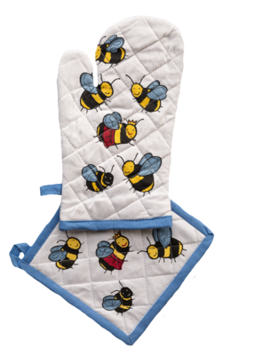 Oven Mitten and Pot Holder Set BEES