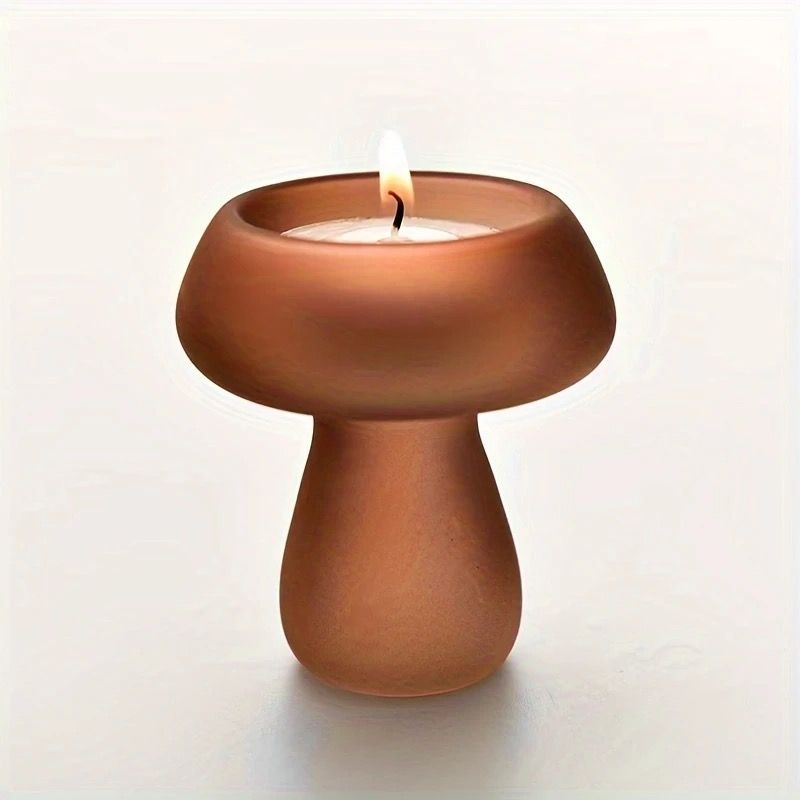 Transparent Glass Mushroom Candle Holder