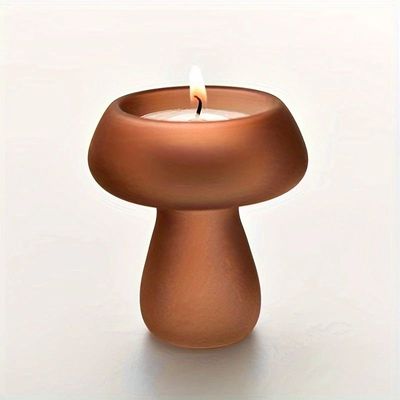 Transparent Glass Mushroom Candle Holder