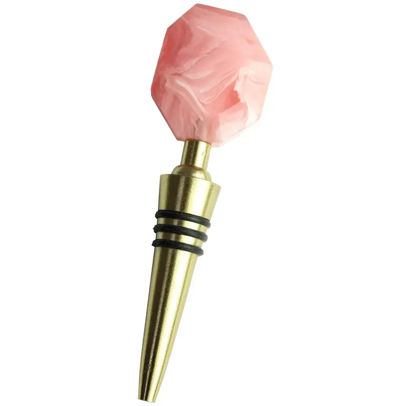 Pink Resin Marble Bottle Stopper