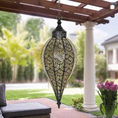 Large Hanging Pendant Light - Black &amp; Gold