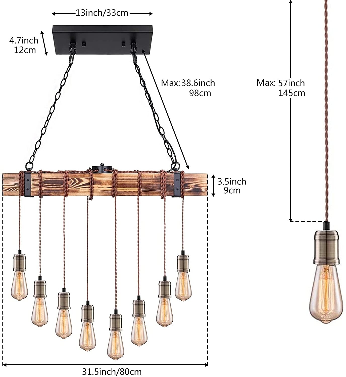 8 Hanging Edison Bulb Fixture